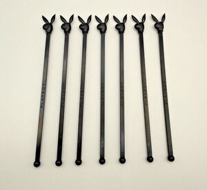 Vintage Playboy Club Bunny Swizzle Sticks Lot of 7 Black Cocktail Stirrers
